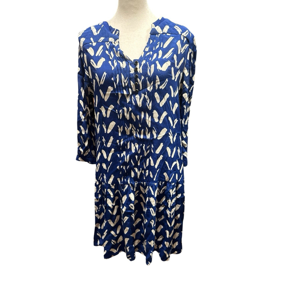 Anthropologie Size XS Maeve Caravane Dress Tunic Drop Waist Blue White‎